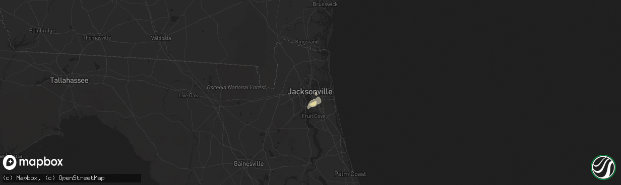 Hail map in Jacksonville, FL on August 12, 2018