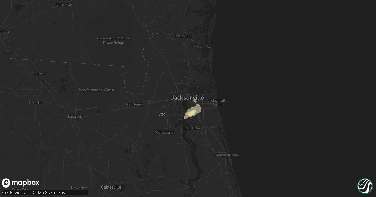 Hail map in Jacksonville, FL on August 12, 2018