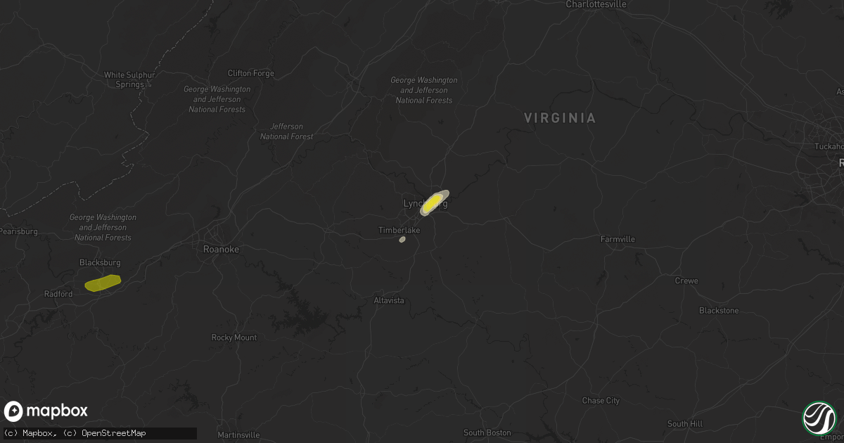 Hail map in Lynchburg, VA on August 12, 2018