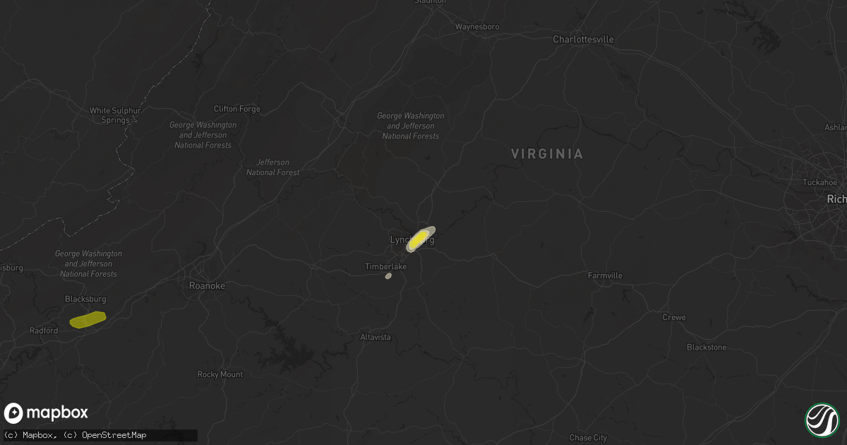 Hail map in Madison Heights, VA on August 12, 2018