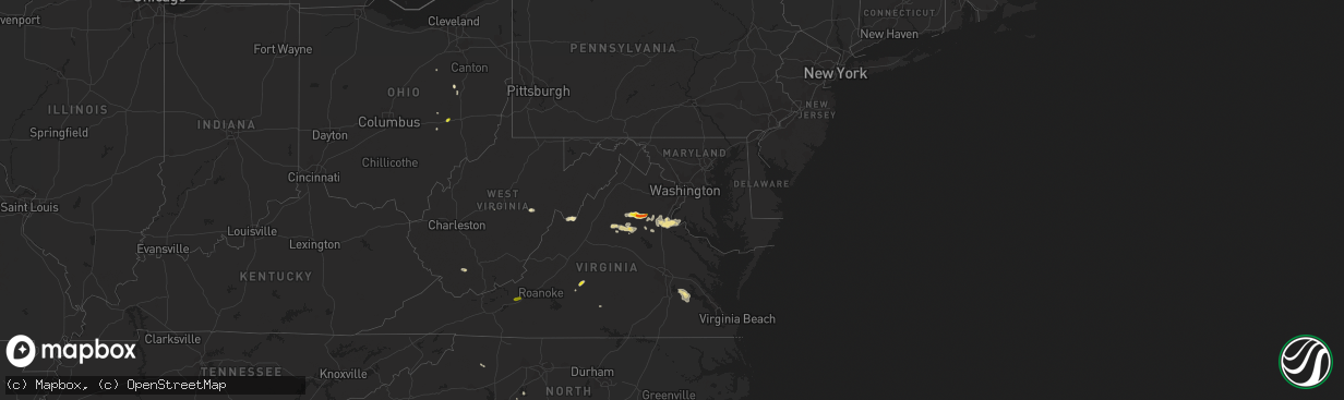 Hail map in Maryland on August 12, 2018