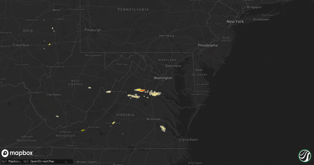 Hail map in Maryland on August 12, 2018