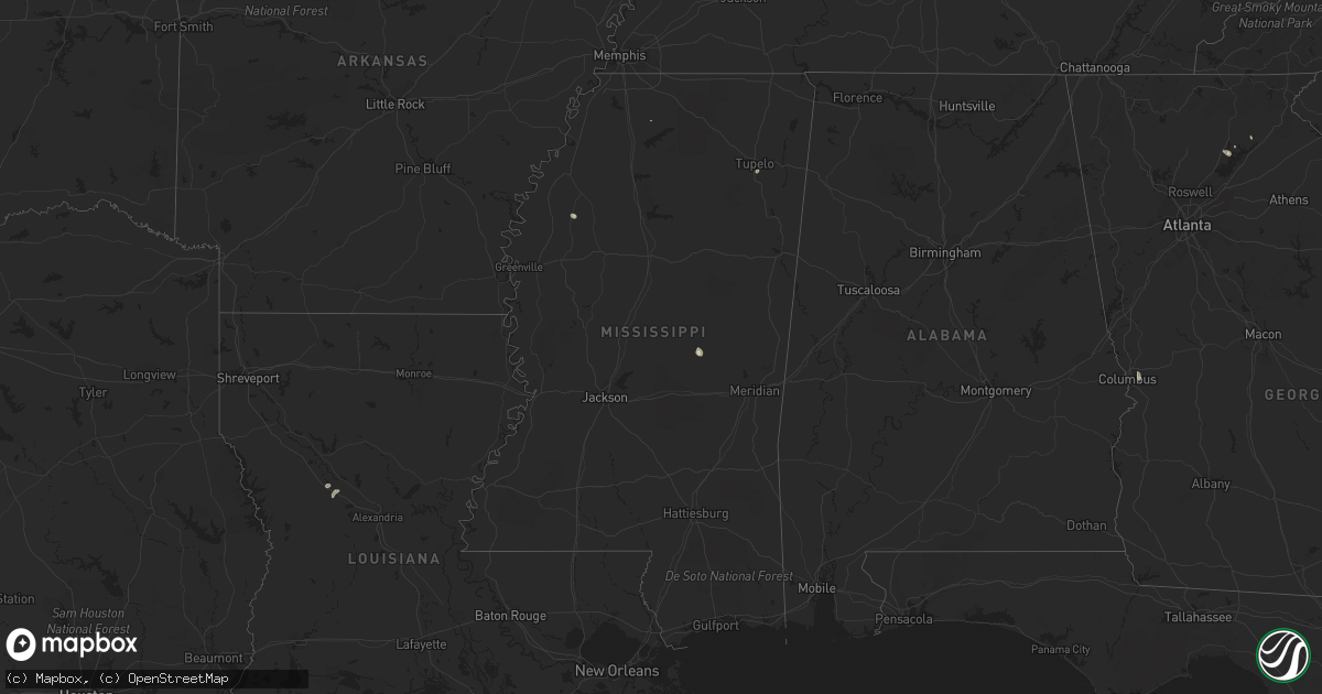 Hail map in Mississippi on August 12, 2018