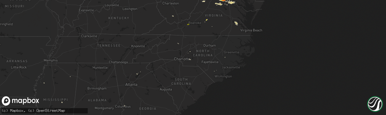 Hail map in North Carolina on August 12, 2018