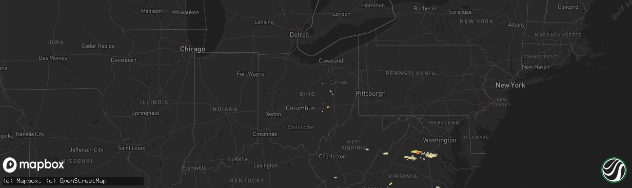 Hail map in Ohio on August 12, 2018