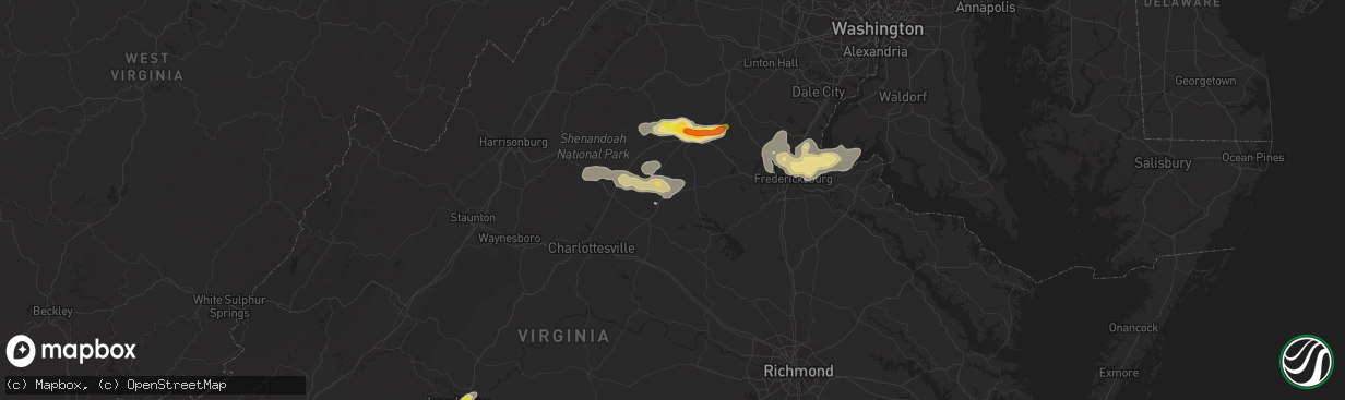 Hail map in Orange, VA on August 12, 2018