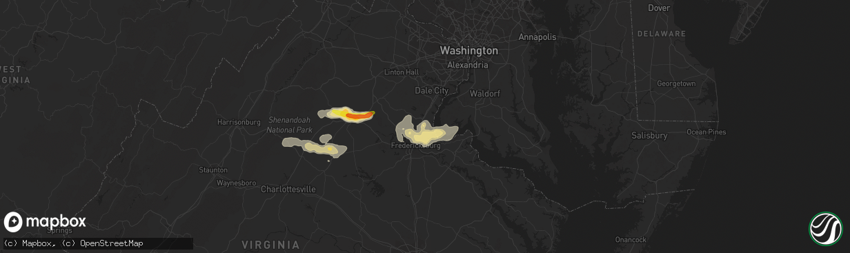 Hail map in Stafford, VA on August 12, 2018