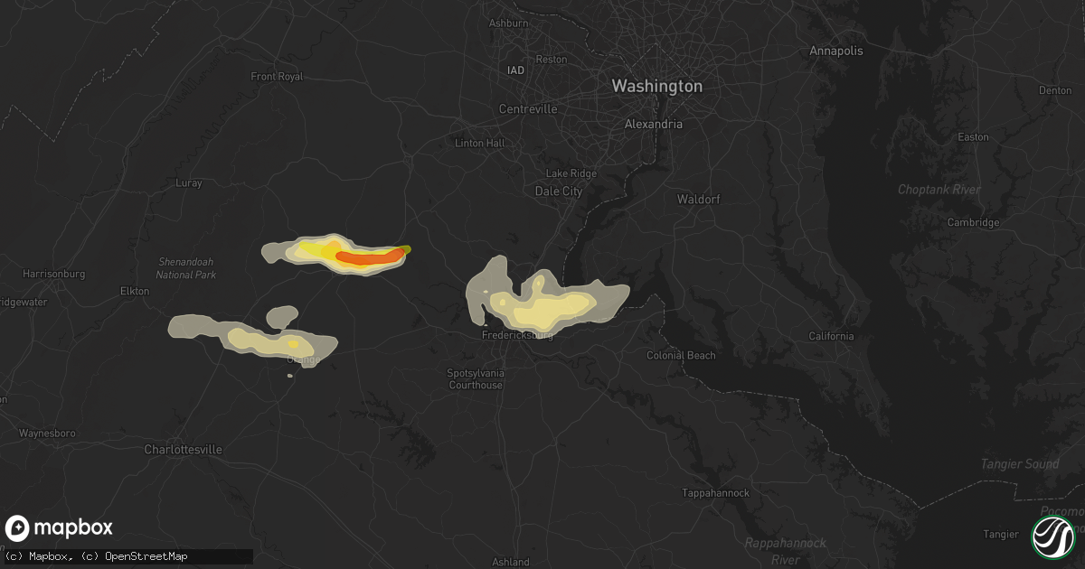 Hail map in Stafford, VA on August 12, 2018