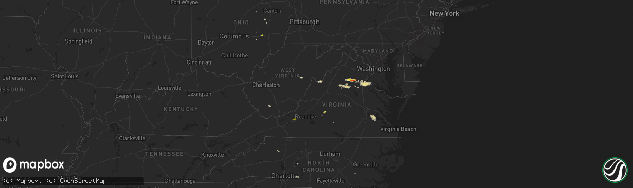 Hail map in Virginia on August 12, 2018