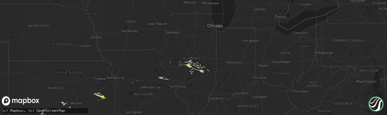 Hail map in Illinois on August 12, 2019