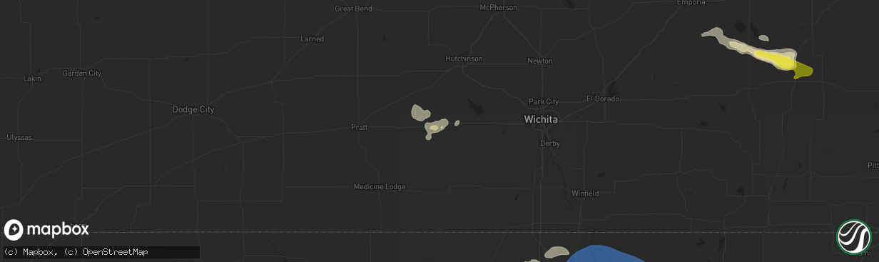 Hail map in Kingman, KS on August 12, 2019