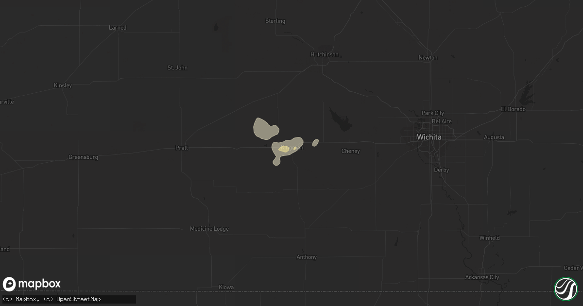 Hail map in Kingman, KS on August 12, 2019