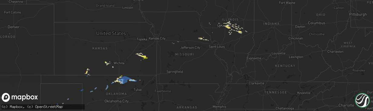 Hail map in Missouri on August 12, 2019