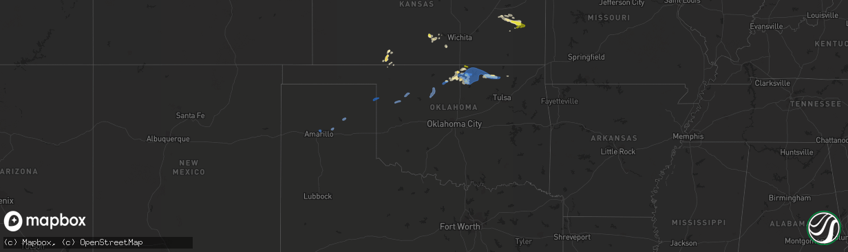 Hail map in Oklahoma on August 12, 2019