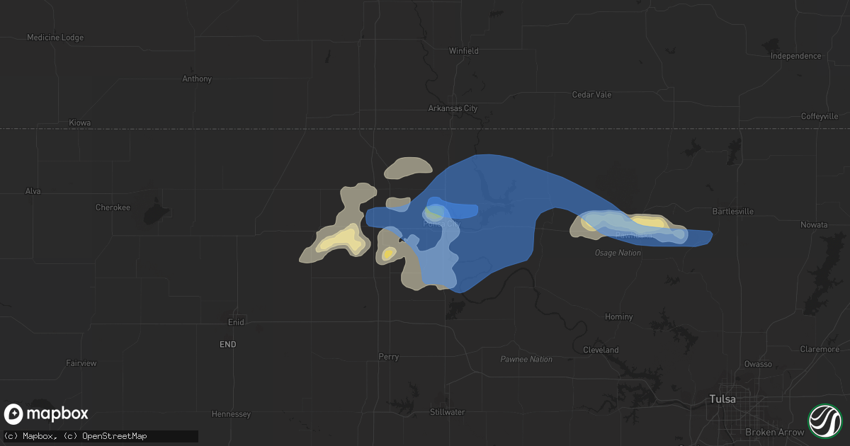 Hail map in Ponca City, OK on August 12, 2019