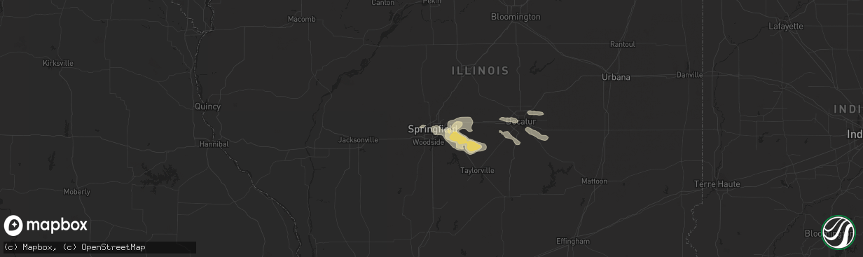 Hail map in Springfield, IL on August 12, 2019