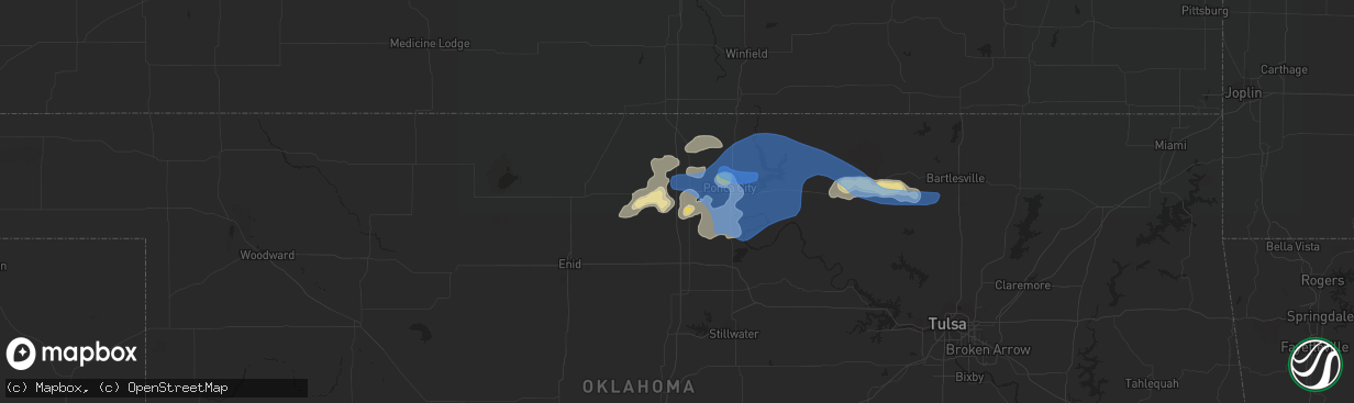 Hail map in Tonkawa, OK on August 12, 2019