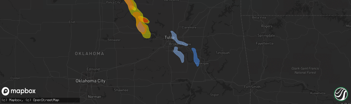 Hail map in Bixby, OK on August 12, 2020