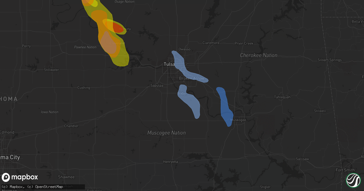 Hail map in Bixby, OK on August 12, 2020