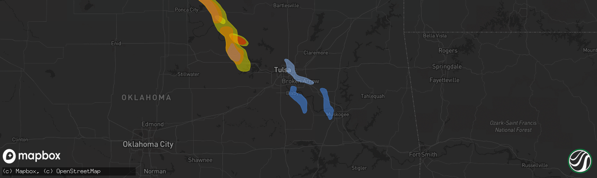 Hail map in Broken Arrow, OK on August 12, 2020