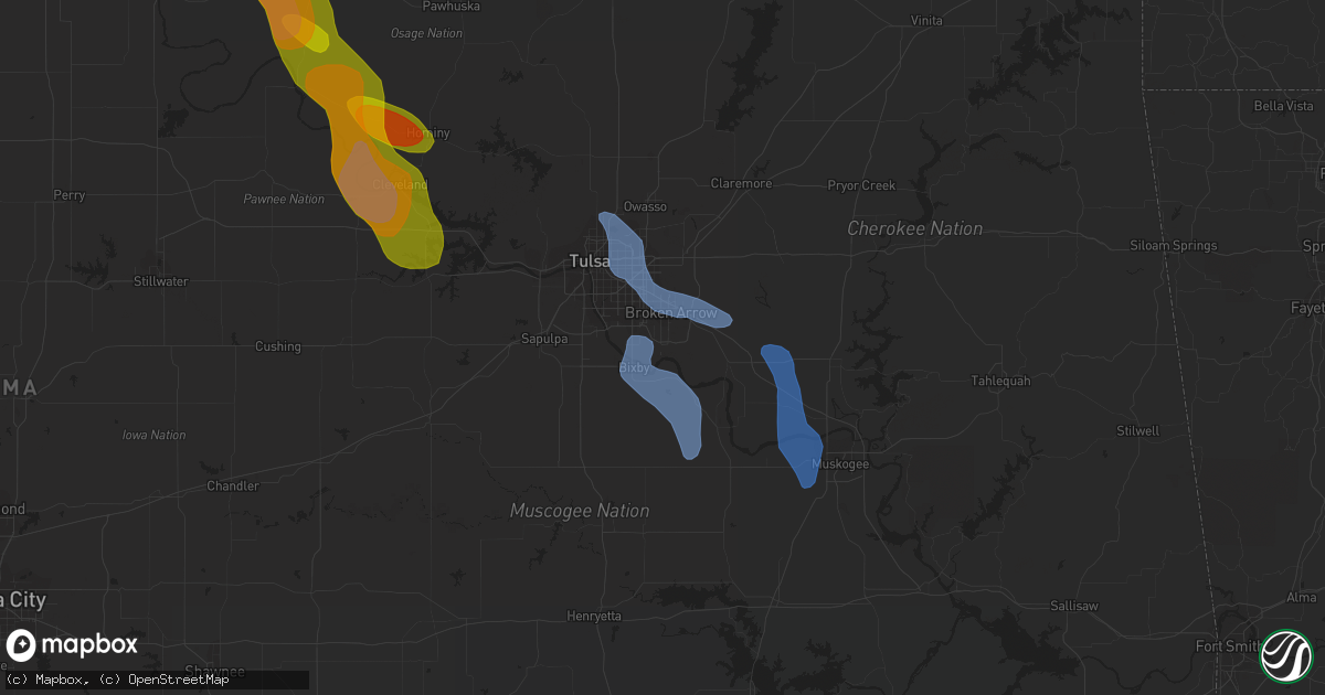 Hail map in Broken Arrow, OK on August 12, 2020