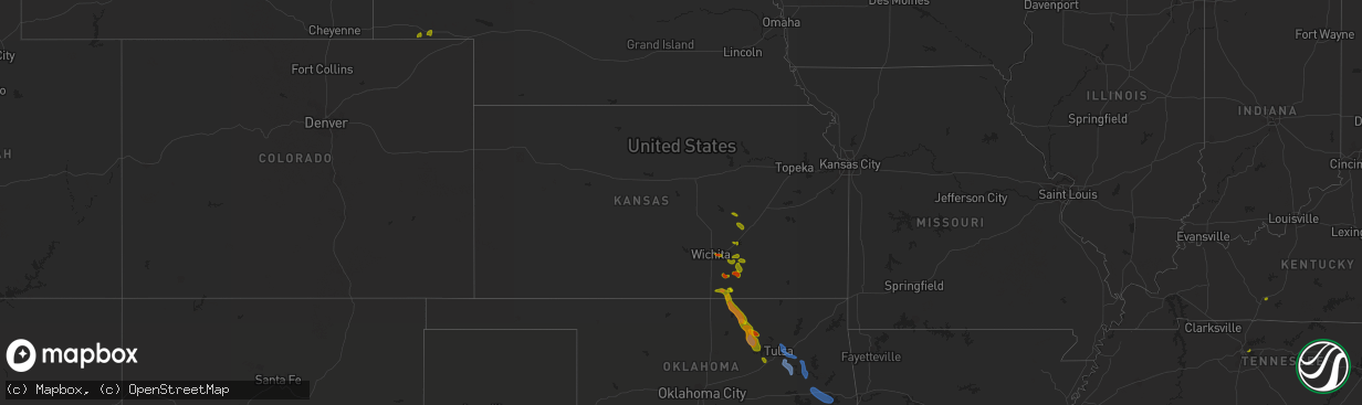 Hail map in Kansas on August 12, 2020