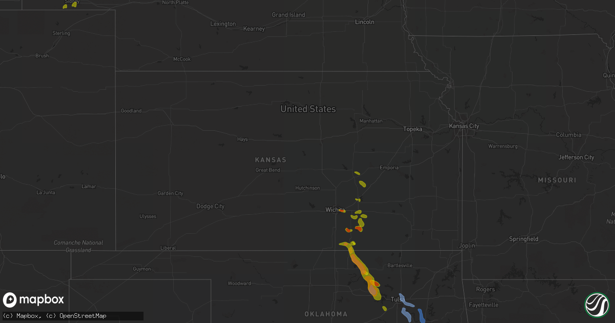 Hail map in Kansas on August 12, 2020