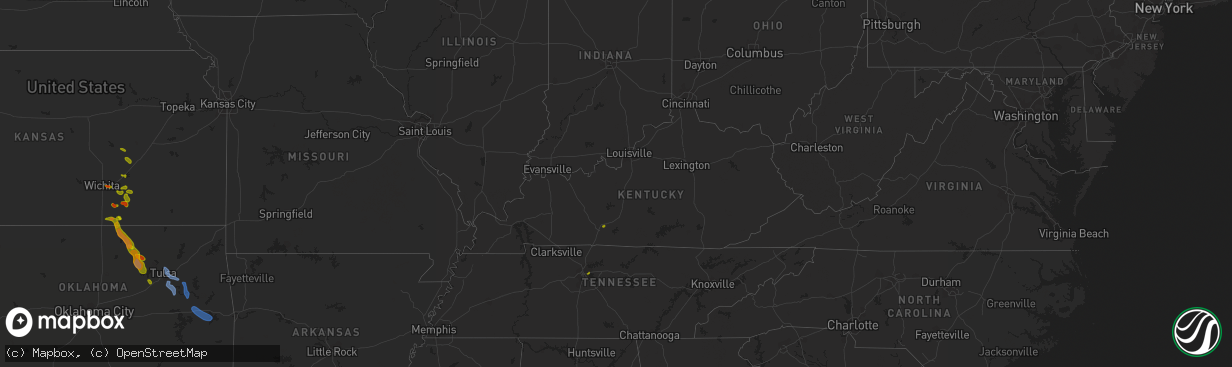 Hail map in Kentucky on August 12, 2020