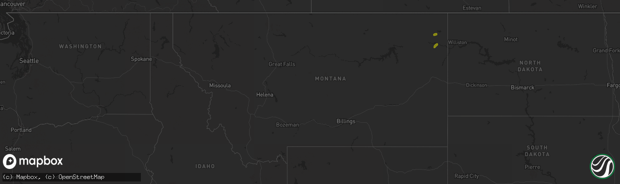 Hail map in Montana on August 12, 2020