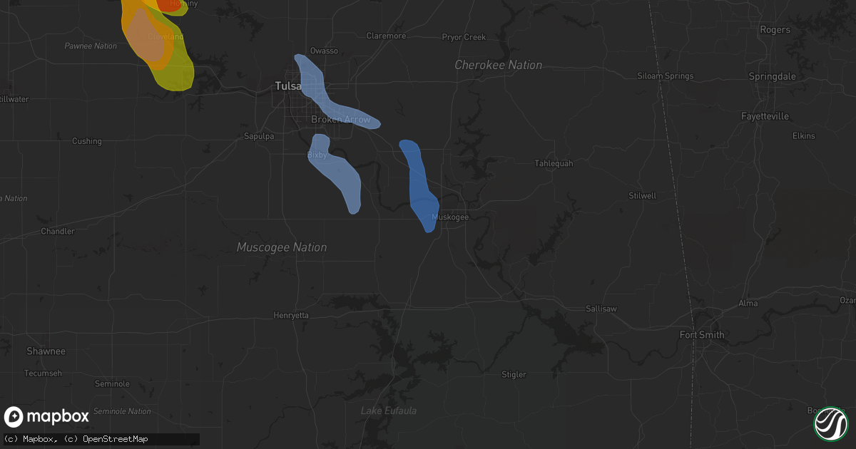 Hail map in Muskogee, OK on August 12, 2020