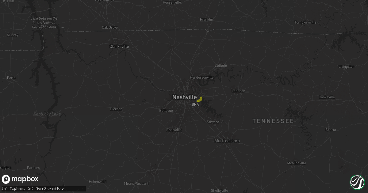 Hail map in Nashville, TN on August 12, 2020