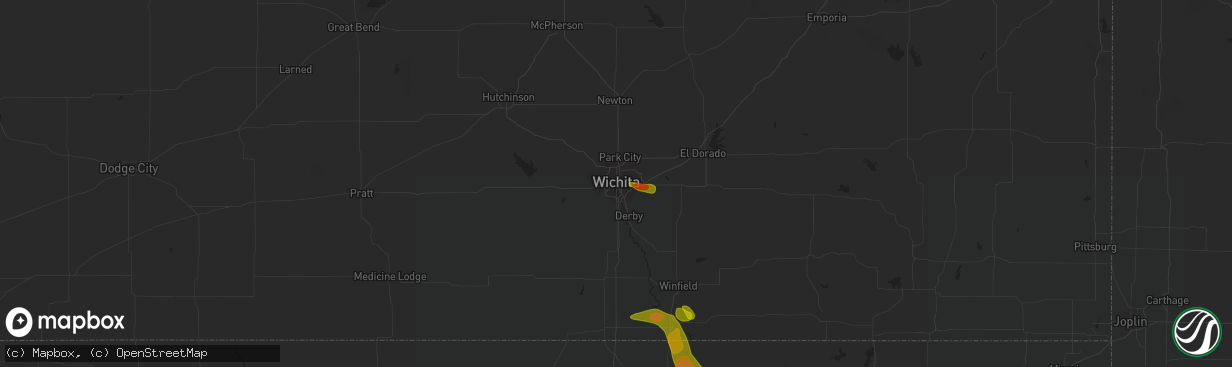 Hail map in Wichita, KS on August 12, 2020