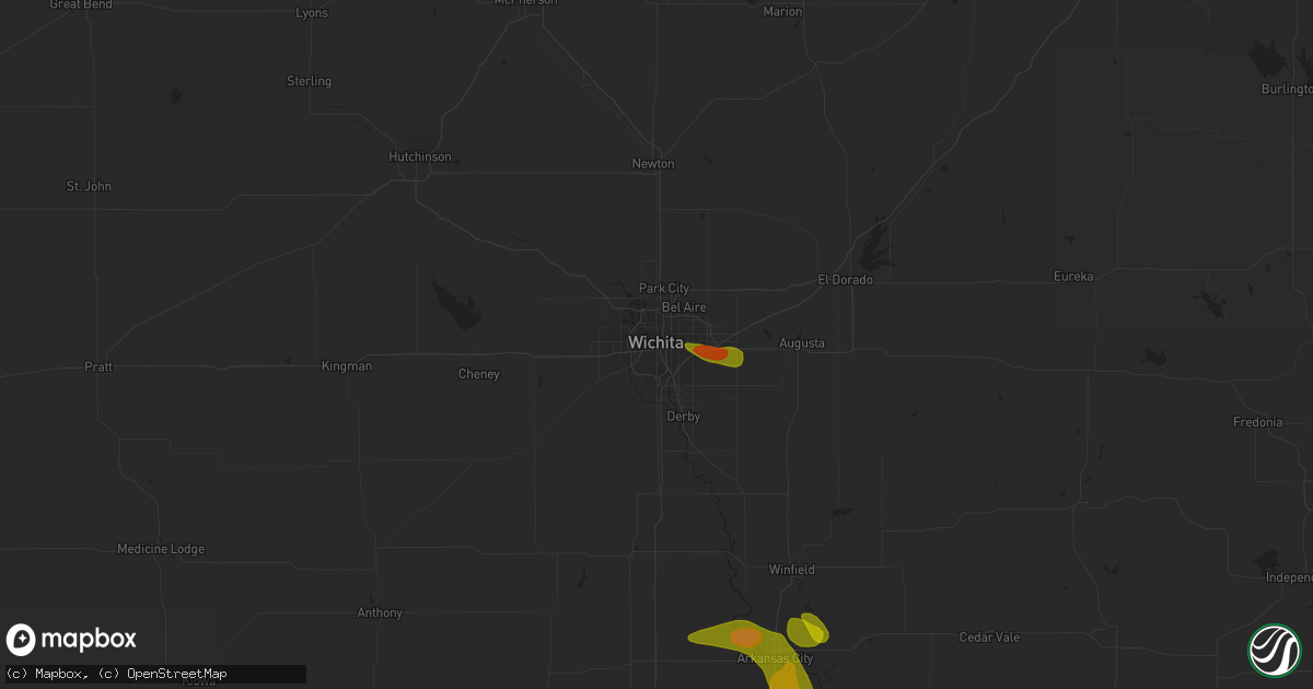 Hail map in Wichita, KS on August 12, 2020