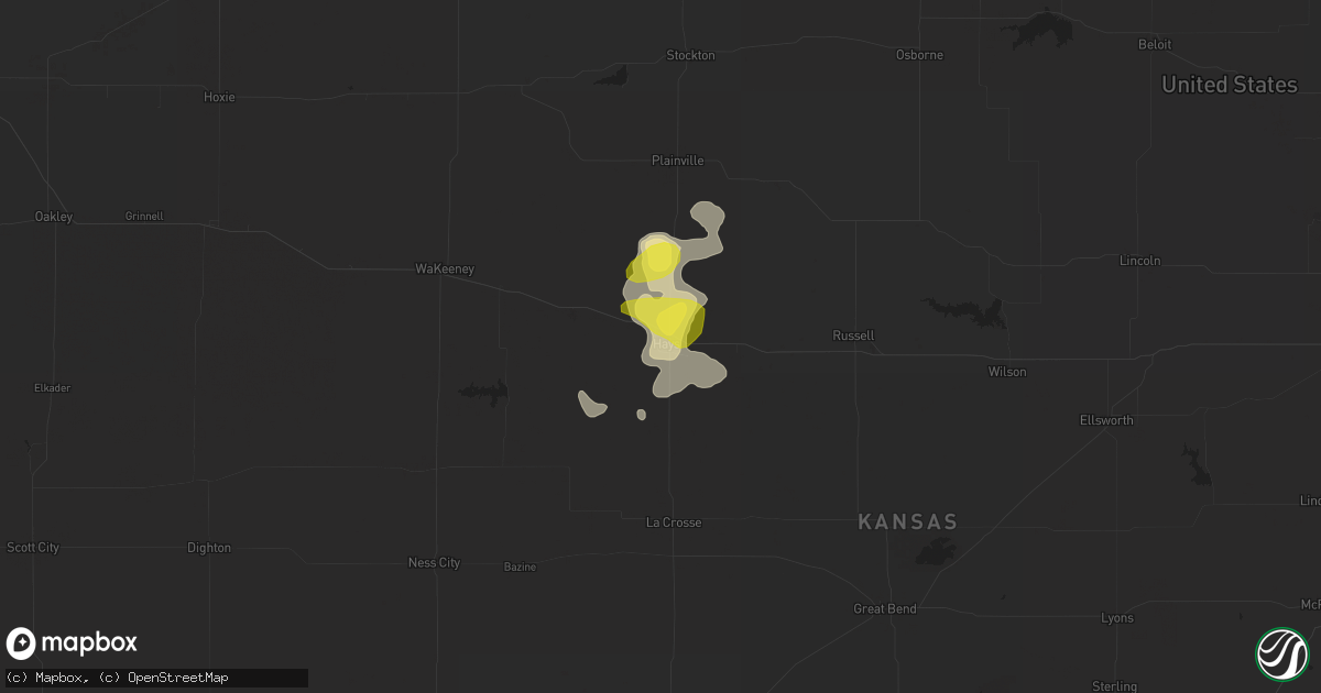 Hail map in Hays, KS on August 12, 2021