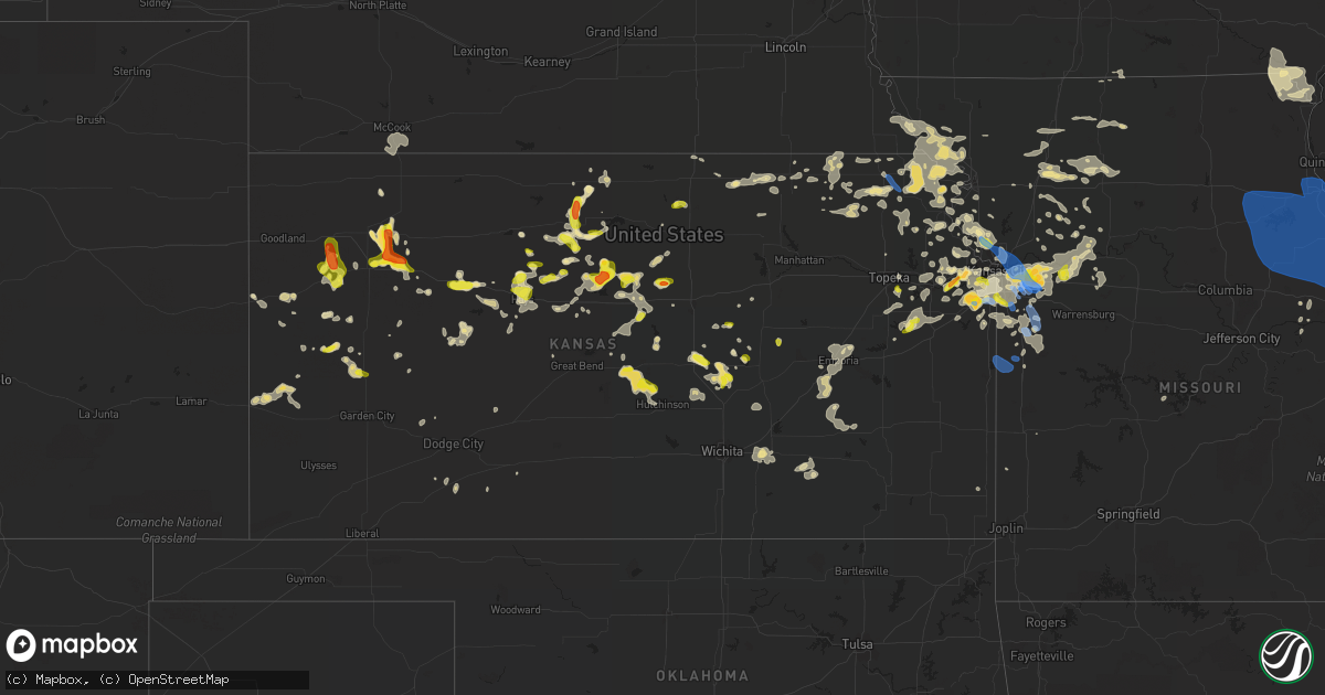 Hail map in Kansas on August 12, 2021
