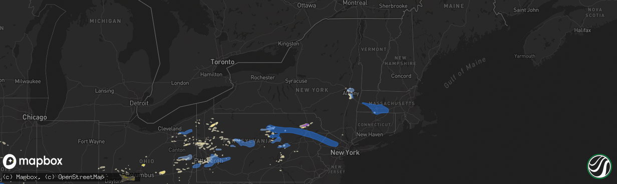 Hail map in New York on August 12, 2021