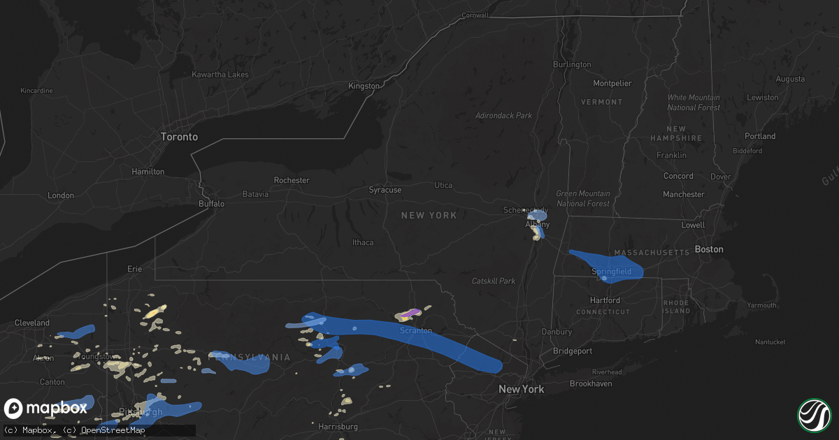 Hail map in New York on August 12, 2021
