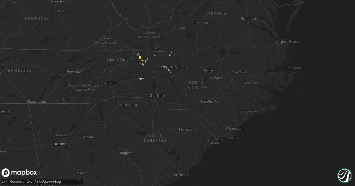 Hail map in North Carolina on August 12, 2021