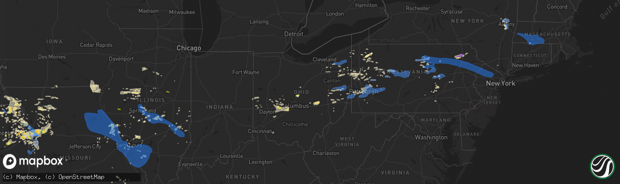 Hail map in Ohio on August 12, 2021