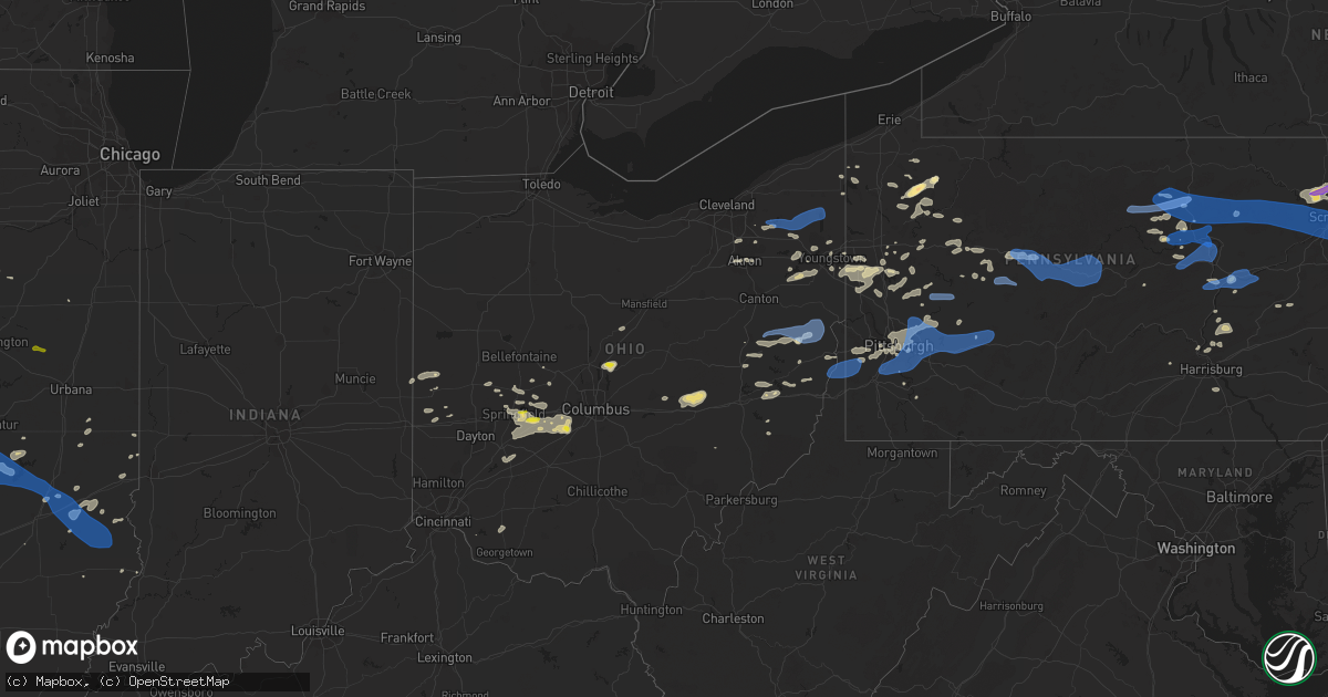 Hail map in Ohio on August 12, 2021