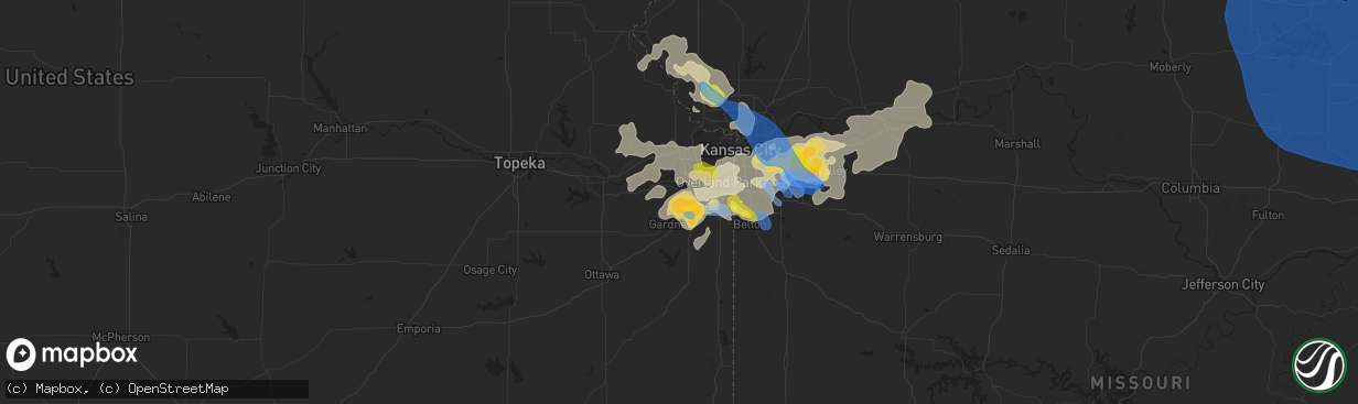 Hail map in Olathe, KS on August 12, 2021