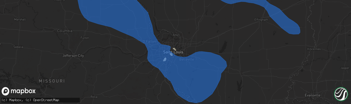 Hail map in Saint Louis, MO on August 12, 2021