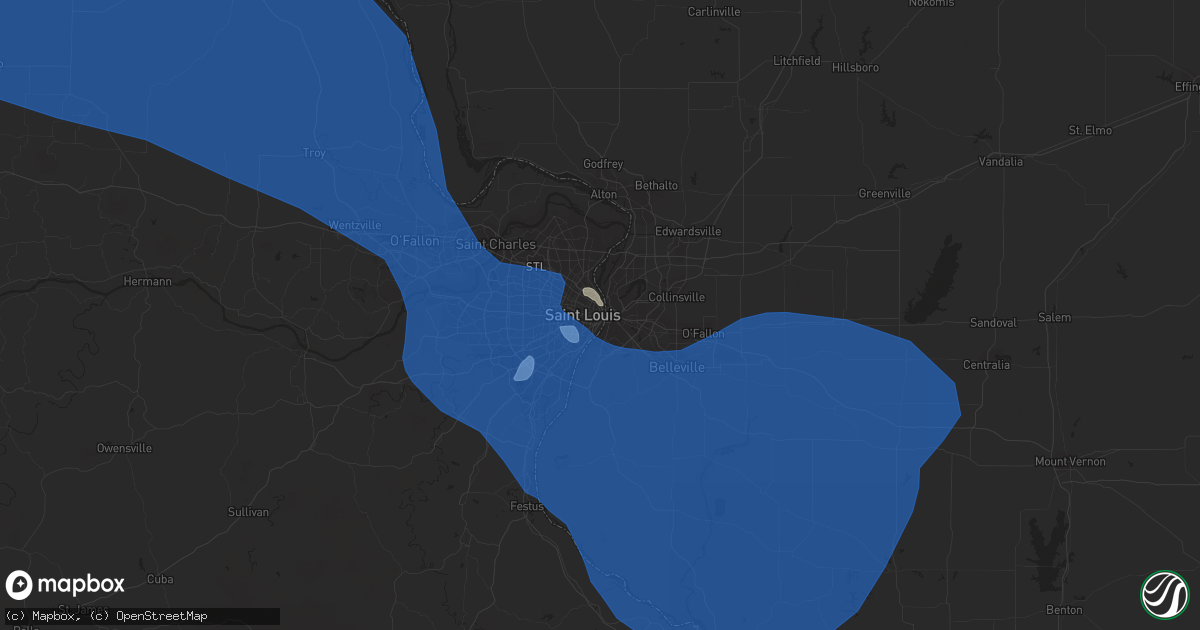 Hail map in Saint Louis, MO on August 12, 2021