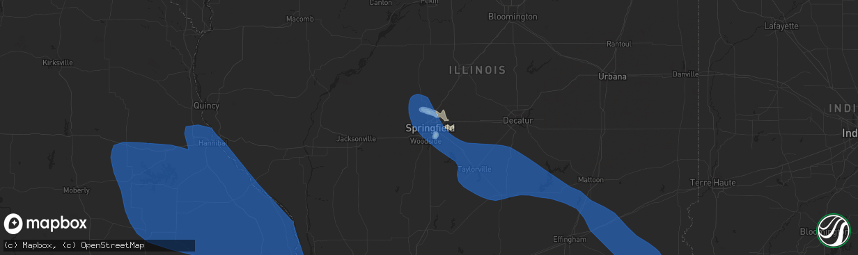 Hail map in Springfield, IL on August 12, 2021