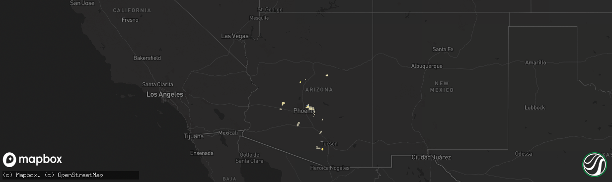Hail map in Arizona on August 12, 2022