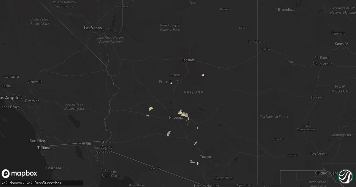 Hail map in Arizona on August 12, 2022