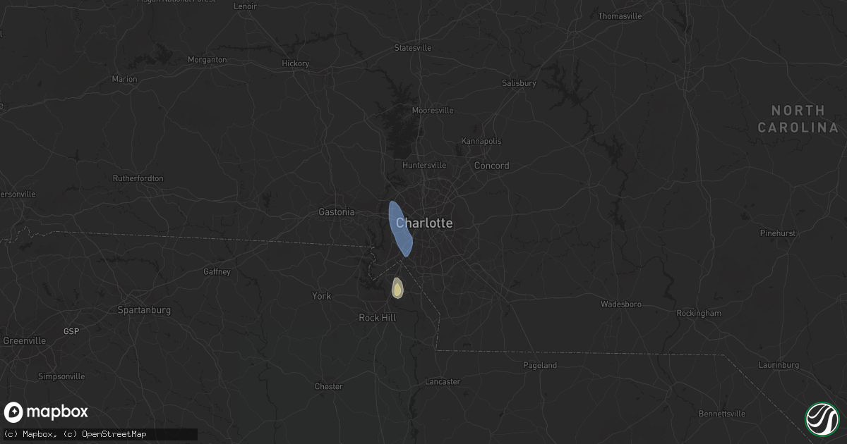 Hail map in Charlotte, NC on August 12, 2022