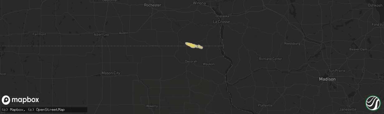 Hail map in Decorah, IA on August 12, 2022