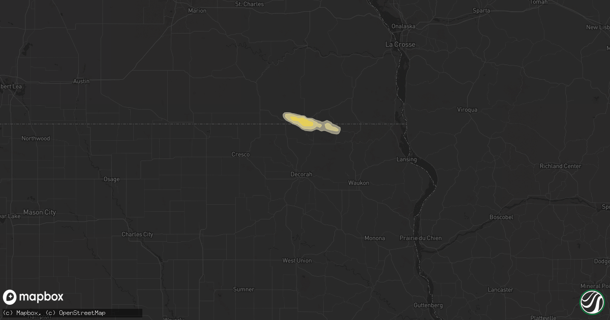 Hail map in Decorah, IA on August 12, 2022