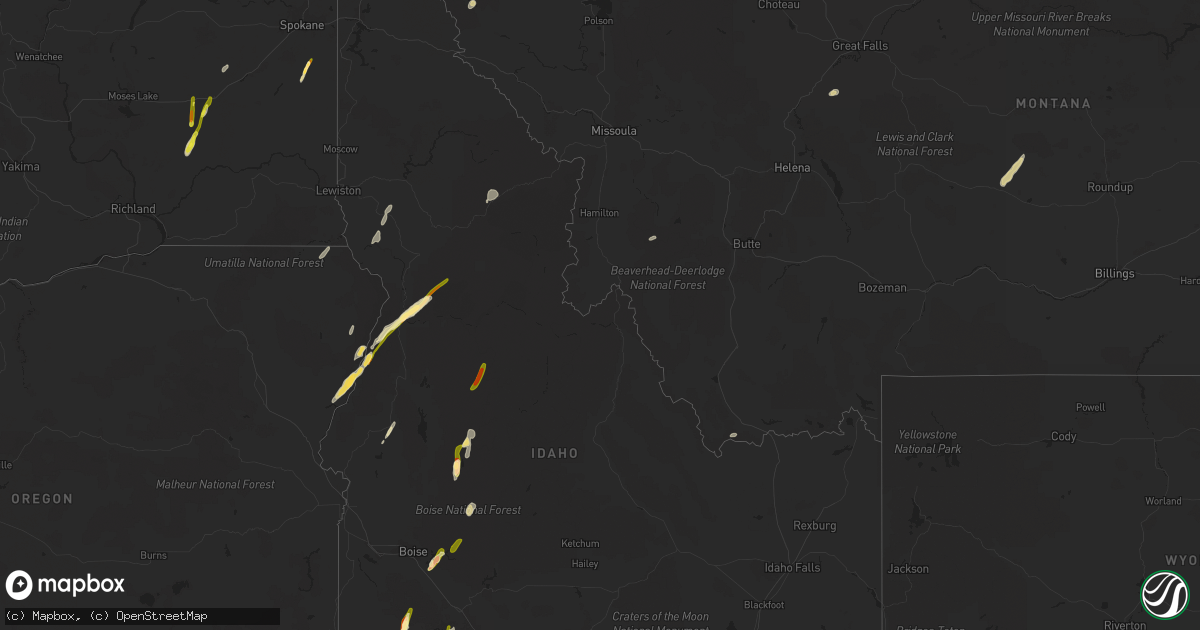 Hail map in Idaho on August 12, 2022